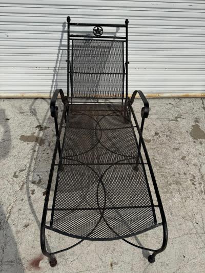  Woodard Furniture Co Woodard Style Wrought Iron Patio Chaise Lounge
