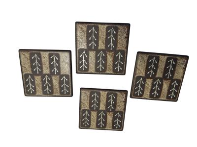  Woodland Furniture 17 MID CENTURY ENAMELED METAL TILES COASTERS BY WOODLAND