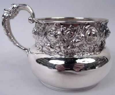  Woodside Silver Co Antique American Victorian Sterling Silver Rosebud Baby Cup