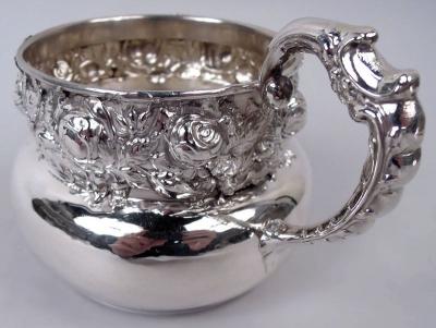  Woodside Silver Co Antique American Victorian Sterling Silver Rosebud Baby Cup