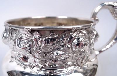  Woodside Silver Co Antique American Victorian Sterling Silver Rosebud Baby Cup
