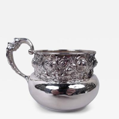  Woodside Silver Co Antique American Victorian Sterling Silver Rosebud Baby Cup
