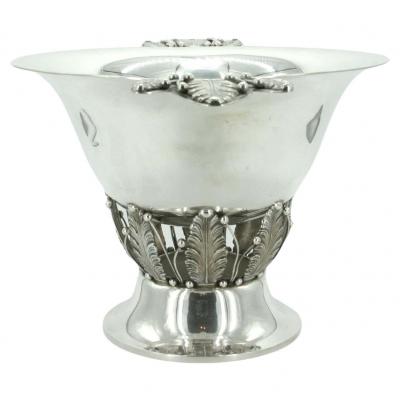  Woodside Silver Co Large Sterling Silver Handled Punch Bowl