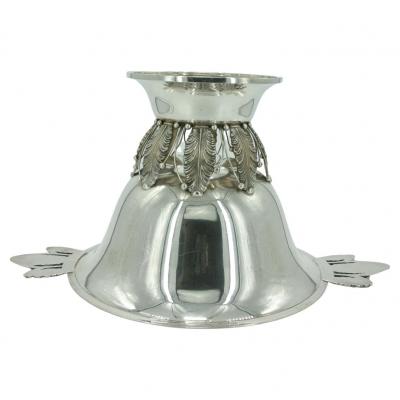  Woodside Silver Co Large Sterling Silver Handled Punch Bowl