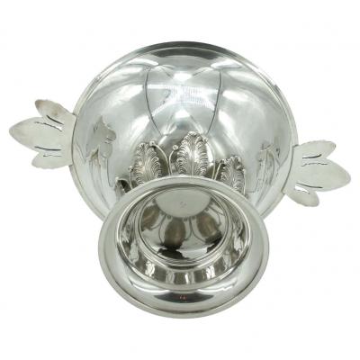  Woodside Silver Co Large Sterling Silver Handled Punch Bowl