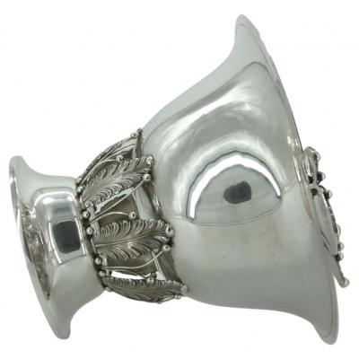  Woodside Silver Co Large Sterling Silver Handled Punch Bowl