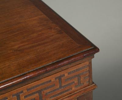 Wright Elwick A GEORGE III MAHOGANY BLIND FRETTED TWO DOOR LIBRARY OR ESTATE CABINET