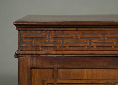 Wright Elwick A GEORGE III MAHOGANY BLIND FRETTED TWO DOOR LIBRARY OR ESTATE CABINET