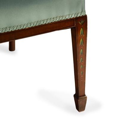  Wright and Mansfield Victorian satinwood wheel back settee in Chippendale style