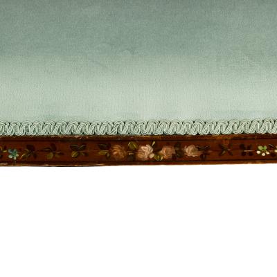  Wright and Mansfield Victorian satinwood wheel back settee in Chippendale style