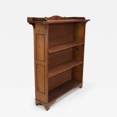 Wylie Lochhead Arts Crafts Oak Bookcase with Ying Yang Detail to the Top Adjustable Shelves