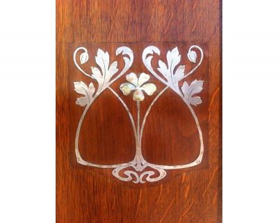  Wylie Lochhead Wylie Lochhead Arts Crafts Oak Three Piece Bedroom Suite with Pewter Inlays