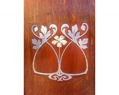  Wylie Lochhead Wylie Lochhead Arts Crafts Oak Three Piece Bedroom Suite with Pewter Inlays