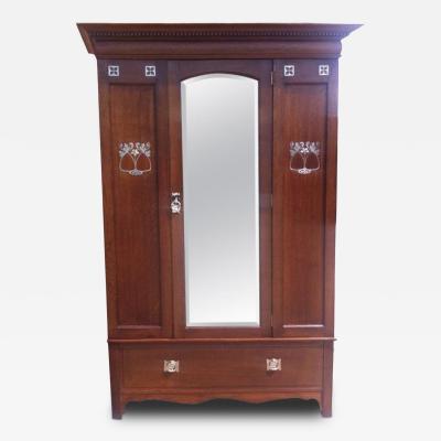  Wylie Lochhead Wylie Lochhead Arts Crafts Oak Three Piece Bedroom Suite with Pewter Inlays