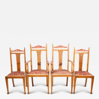  Wylie Lochhead Wylie Lochhead Glasgow A Set of Six Arts Crafts Oak Dining Chairs