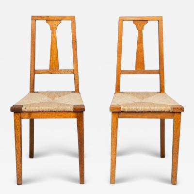  Wylie Lochhead Wylie Lochhead Pair of Arts Crafts Oak Side Chairs