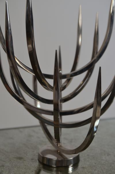  Xavier Feal Rare Polished Stainless Steel Candle Tree by Xavier Feal
