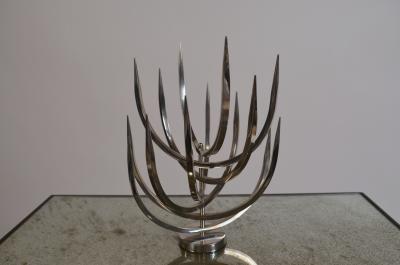  Xavier Feal Rare Polished Stainless Steel Candle Tree by Xavier Feal