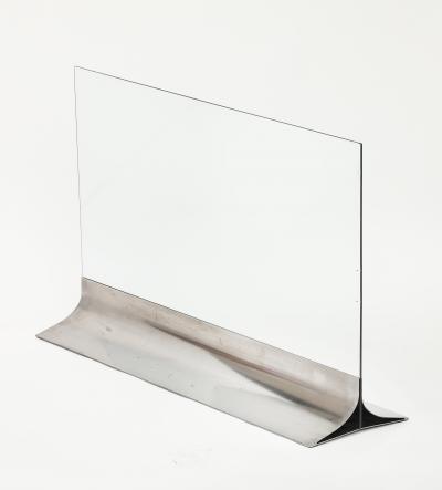  Xavier Feal Xavier F al Glass Brushed Stainless Steel Fire Screen France c 1970