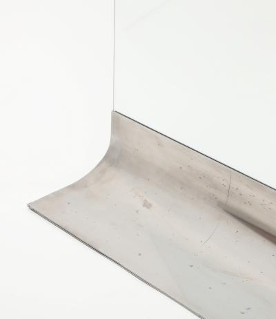  Xavier Feal Xavier F al Glass Brushed Stainless Steel Fire Screen France c 1970