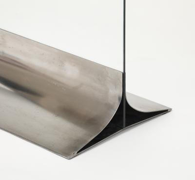  Xavier Feal Xavier F al Glass Brushed Stainless Steel Fire Screen France c 1970