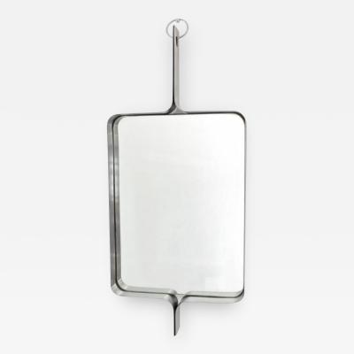  Xavier Feal Xavier Feal French Rectangular Brushed Stainless Steel Wall Mirror circa 1970