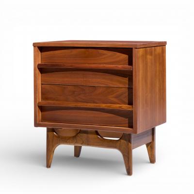  Young Manufacturing Company Young Manufacturing Mid Century Curved Walnut Nightstands Pair