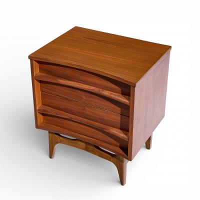  Young Manufacturing Company Young Manufacturing Mid Century Curved Walnut Nightstands Pair