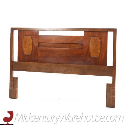  Young Manufacturing Company Young Manufacturing Mid Century Queen Walnut and Burlwood Headboard