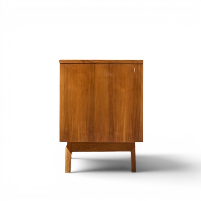  Young Manufacturing Company Young Manufacturing Mid Century Walnut Burlwood Sliding Door Credenza and Hutch