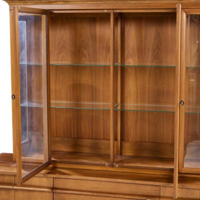 Young Manufacturing Company Young Manufacturing Mid Century Walnut Curved Credenza and Hutch