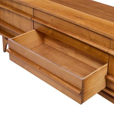 Young Manufacturing Company Young Manufacturing Mid Century Walnut Curved Credenza and Hutch