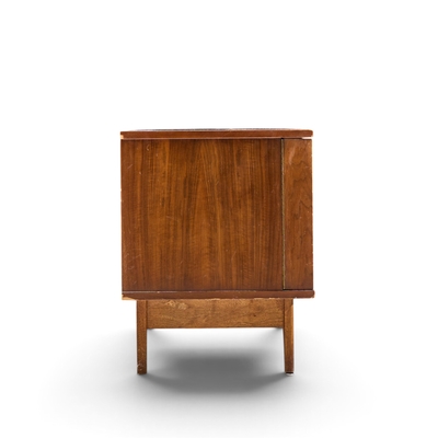  Young Manufacturing Company Young Manufacturing Mid Century Walnut Curved Credenza and Hutch