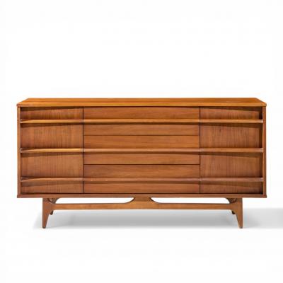  Young Manufacturing Company Young Manufacturing Mid Century Walnut Curved Front Credenza