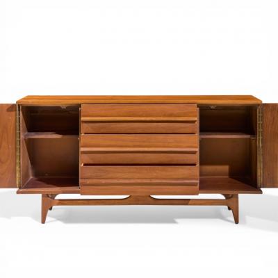  Young Manufacturing Company Young Manufacturing Mid Century Walnut Curved Front Credenza