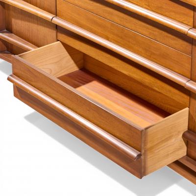  Young Manufacturing Company Young Manufacturing Mid Century Walnut Curved Front Credenza