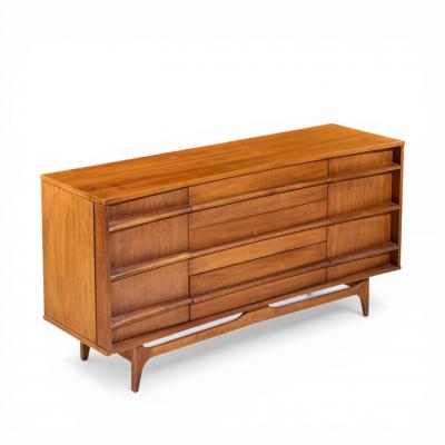  Young Manufacturing Company Young Manufacturing Mid Century Walnut Curved Front Credenza