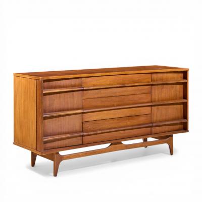  Young Manufacturing Company Young Manufacturing Mid Century Walnut Curved Front Credenza