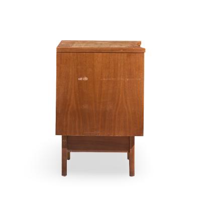  Young Manufacturing Company Young Manufacturing Mid Century Walnut Curved Front Nightstands Pair