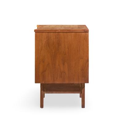  Young Manufacturing Company Young Manufacturing Mid Century Walnut Curved Front Nightstands Pair