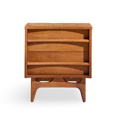  Young Manufacturing Company Young Manufacturing Mid Century Walnut Curved Front Nightstands Pair