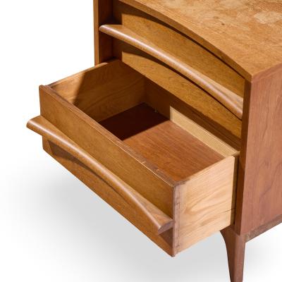  Young Manufacturing Company Young Manufacturing Mid Century Walnut Curved Front Nightstands Pair