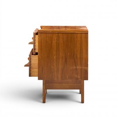  Young Manufacturing Company Young Manufacturing Mid Century Walnut Curved Front Nightstands Pair