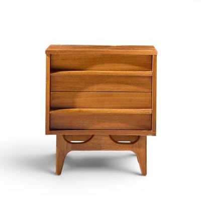  Young Manufacturing Company Young Manufacturing Mid Century Walnut Curved Front Nightstands Pair