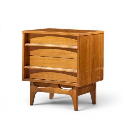  Young Manufacturing Company Young Manufacturing Mid Century Walnut Curved Front Nightstands Pair