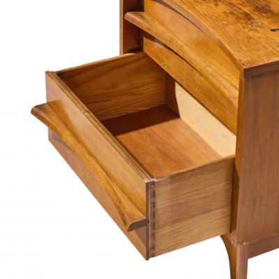  Young Manufacturing Company Young Manufacturing Mid Century Walnut Curved Front Nightstands Pair