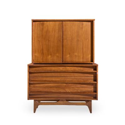  Young Manufacturing Company Young Manufacturing Mid Century Walnut Curved Highboy Dresser