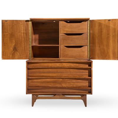  Young Manufacturing Company Young Manufacturing Mid Century Walnut Curved Highboy Dresser