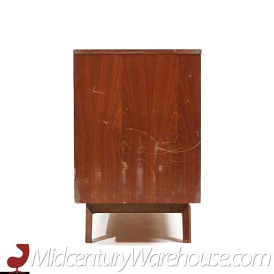  Young Manufacturing Company Young Manufacturing Mid Century Walnut and Burlwood Lowboy Dresser