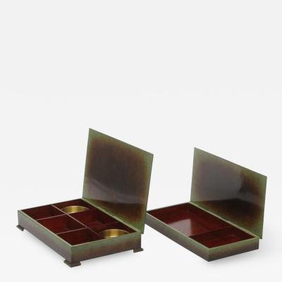  Ystad Brons Pair of Bronze Game Boxes by Ystad Brons